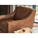 Barrier Brown Leather Upholstered Swivel Chair with Nailhead Trim