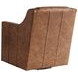 Barrier Brown Leather Upholstered Swivel Chair with Nailhead Trim