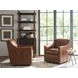 Barrier Brown Leather Upholstered Swivel Chair with Nailhead Trim