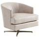 Graves Beige and Brass Leather Upholstered Swivel Chair