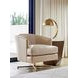 Graves Beige and Brass Leather Upholstered Swivel Chair