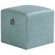 Ocean Breeze Jupiter Blue Leather Upholstered Square Ottoman