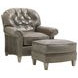 Bayville Oyster Bay Millstone Leather Upholstered Lounge Chair with Nailhead Trim