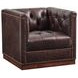 Freemont Silverado Brown Leather Upholstered Swivel Chair with Nailhead Trim