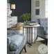 Jacob White Rustic And Pewter Side Table