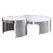 Abilene White and Brushed Silver Round Nesting Coffee Table Set