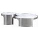 Abilene White and Brushed Silver Round Nesting Coffee Table Set