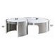 Abilene White and Brushed Silver Round Nesting Coffee Table Set