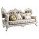 Vanaheim Beige and Gold 97" Sofa with Nailhead Trim