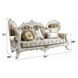Vanaheim Beige and Gold 97" Sofa with Nailhead Trim
