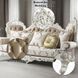 Vanaheim Beige and Gold 97" Sofa with Nailhead Trim