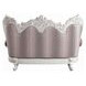 Vanaheim Beige and Gold 78" Loveseat with Pillow and Nailhead Trim