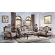 Benbek Fabric and Antique Oak Living Room Set with 5 Pillows