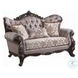 Benbek Fabric and Antique Oak Living Room Set with 5 Pillows