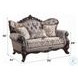 Benbek Fabric and Antique Oak 70" Loveseat with 3 Pillows