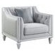 Katia Light Gray Upholstered Accent Chair with Pillow and Nailhead Trim