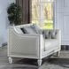 Katia Light Gray Upholstered Accent Chair with Pillow and Nailhead Trim