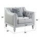 Katia Light Gray Upholstered Accent Chair with Pillow and Nailhead Trim