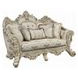 Danae Champagne and Gold 80" Loveseat with Pillows and Nailhead Trim