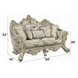Danae Champagne and Gold 80" Loveseat with Pillows and Nailhead Trim