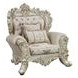 Danae Champagne and Gold Upholstered Lounge Chair with Pillows and Nailhead trim