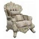Sorina Beige and Antique Gold Lounge Chair with Pillows and Nailhead Trim