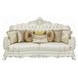 Adara Pearl White Living Room Set with Pillows and Nailhead Trim