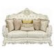 Adara Pearl White Living Room Set with Pillows and Nailhead Trim
