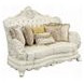 Adara Pearl White 70" Loveseat with Pillows and Nailhead Trim