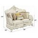 Adara Pearl White 70" Loveseat with Pillows and Nailhead Trim