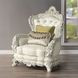 Adara Pearl White Upholstered Lounge Chair with Pillows and Nailhead Trim