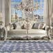 Vendome Champagne 96" Sofa with Pillows and Nailhead Trim