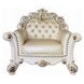 Vendome Champagne Upholstered Lounge Chair with Pillow and Nailhead Trim