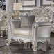 Vendome Champagne Upholstered Lounge Chair with Pillow and Nailhead Trim