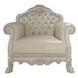 Dresden Cream Upholstered Accent Chair with Pillows and Nailhead Trim