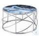 Lyda Blue Marble Print and Chrome Round Occassional Table Set