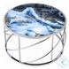 Lyda Blue Marble Print and Chrome Round Occassional Table Set