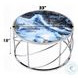 Lyda Blue Marble Print and Chrome Round Occassional Table Set
