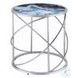 Lyda Blue Marble Print and Chrome Round End Table