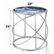 Lyda Blue Marble Print and Chrome Round End Table