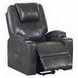 Evander Gunmetal Leather Recliner with Power Lift and Massage