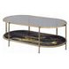 Fiorella Black and Gold Oval Glass Top Cocktail Table