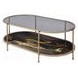 Fiorella Black and Gold Oval Glass Top Cocktail Table