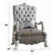 Dresden Gray Upholstered Tufted Back Accent Chair with Pillow and Nailhead Trim