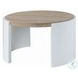 Zoma White High Gloss and Oak Round Occassional Table Set