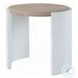 Zoma White High Gloss and Oak Round Occassional Table Set