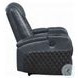 Alair Blue and Black Leather Aire Power Recliner with Bluetooth Speaker and Cooling Cup Holder