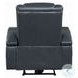 Alair Blue and Black Leather Aire Power Recliner with Bluetooth Speaker and Cooling Cup Holder