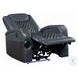 Alair Blue and Black Leather Aire Power Recliner with Bluetooth Speaker and Cooling Cup Holder