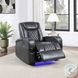 Alair Dark Gray Leather Aire Power Recliner with Bluetooth Speaker and Cooling Cup Holder
